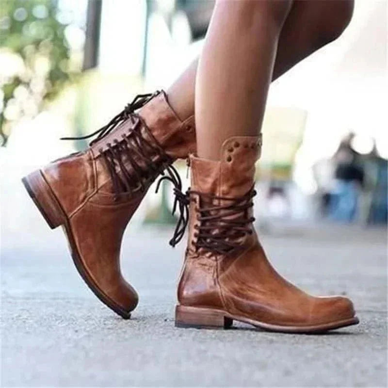 Simone Lace Up Block Heel Ankle Boots - view 4
