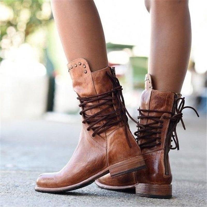 Simone Lace Up Block Heel Ankle Boots - view 7
