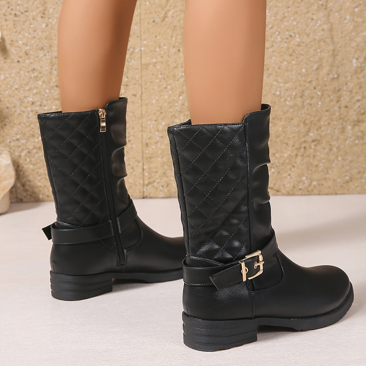 Penelope Slouch Buckle Strap Mid Calf Boots - view 5