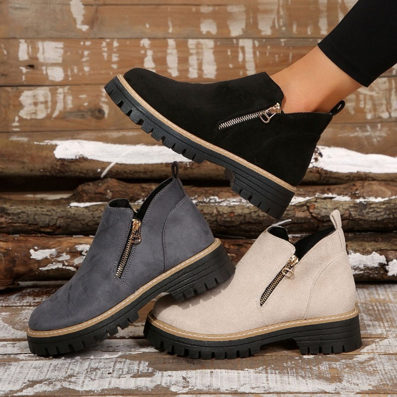 Odette Platform Lug Sole Ankle Boots - front view