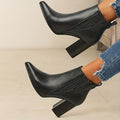 Noelle Square Heel Pointed Toe Ankle Boots - front view