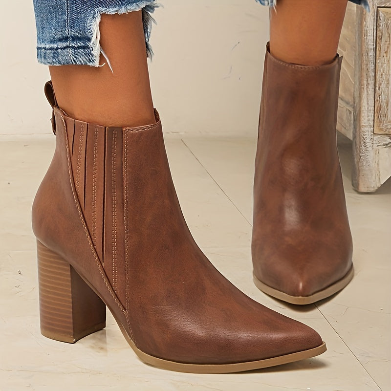 Noelle Square Heel Pointed Toe Ankle Boots - view 9