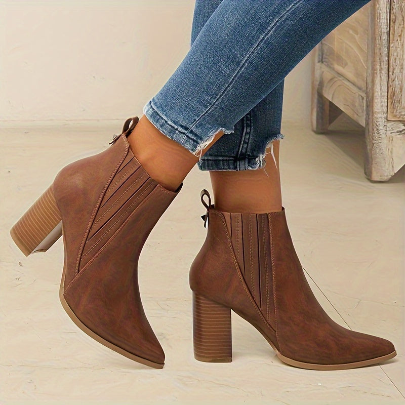 Noelle Square Heel Pointed Toe Ankle Boots - view 8