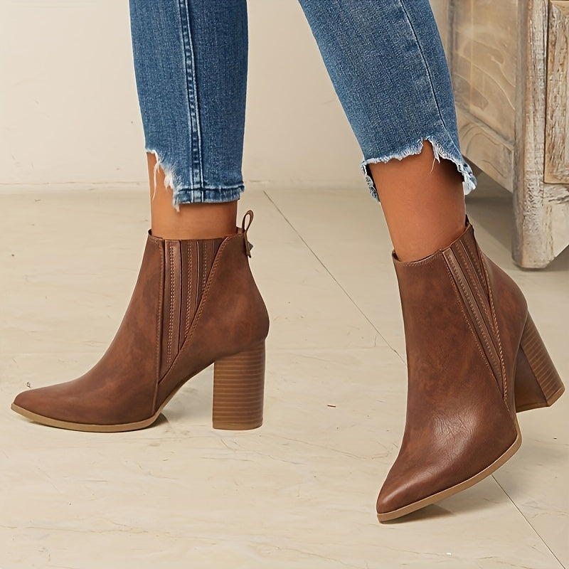 Noelle Square Heel Pointed Toe Ankle Boots - view 10