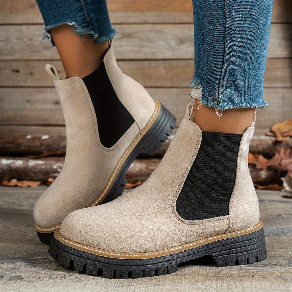 Lily Chelsea Platform Lug Sole Ankle Boots - front view