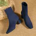 Ruby Block Heel Square Toe Ankle Boots - front view
