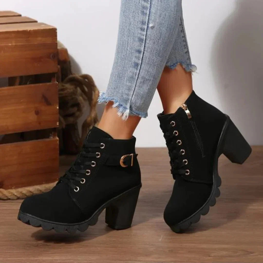 Sadie Lace Up Lug Sole Ankle Boots - front view