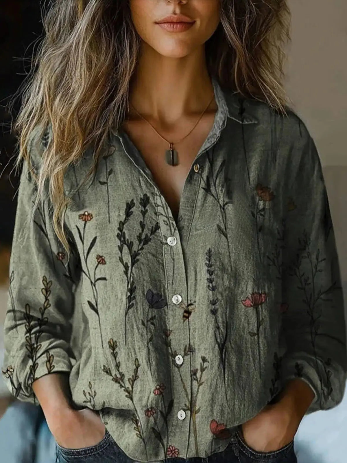 Bonnie – Nostalgic Vintage Floral Button Down Shirt for Women – view 7