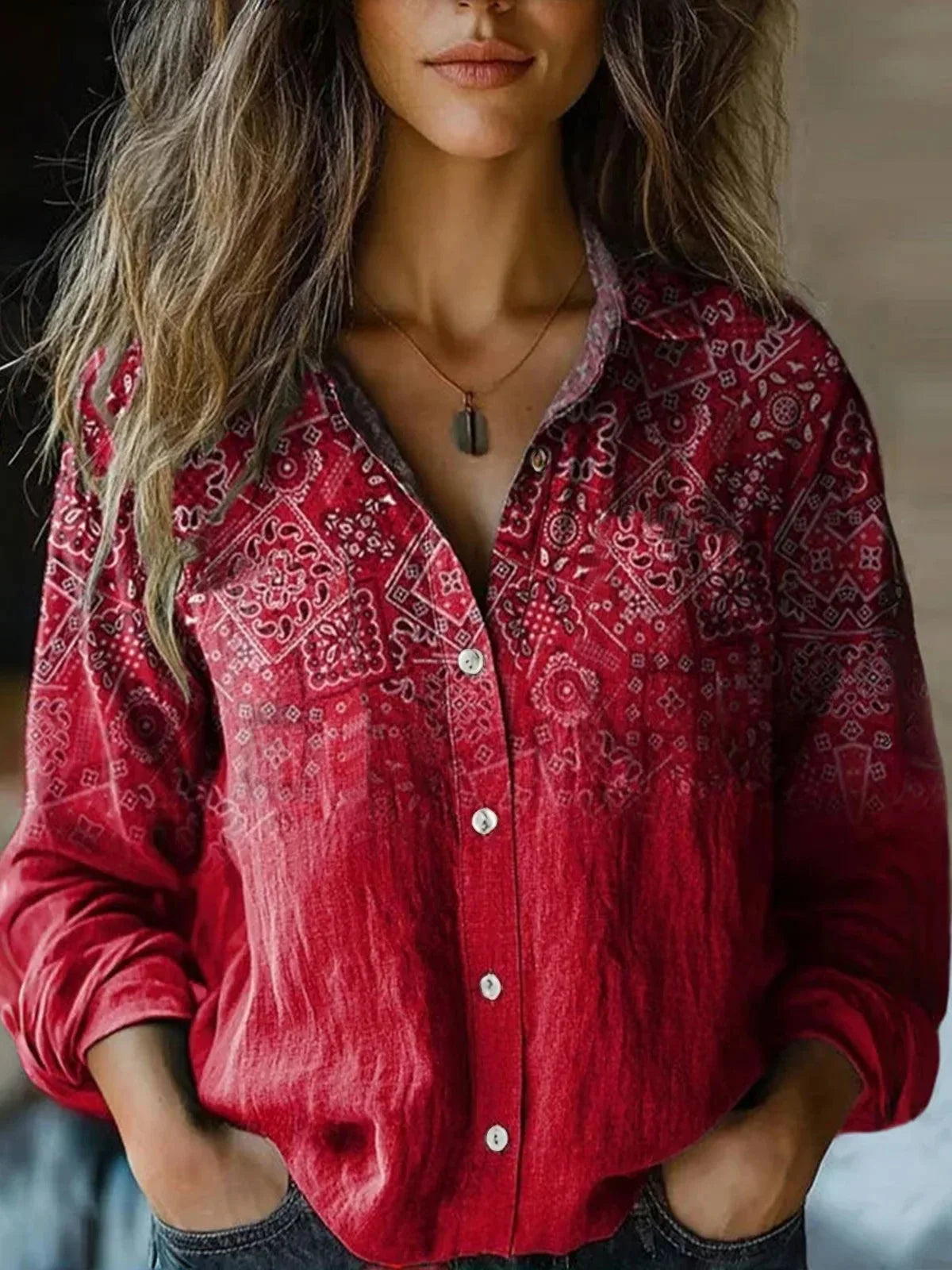 Bonnie – Nostalgic Vintage Floral Button Down Shirt for Women – view 8