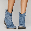 Violet Pull Tab Western Ankle Boots - front view