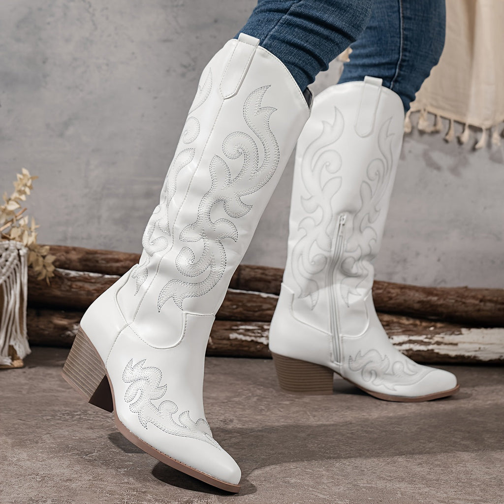 Naomi Block Heel Western Knee High Boots - view 16