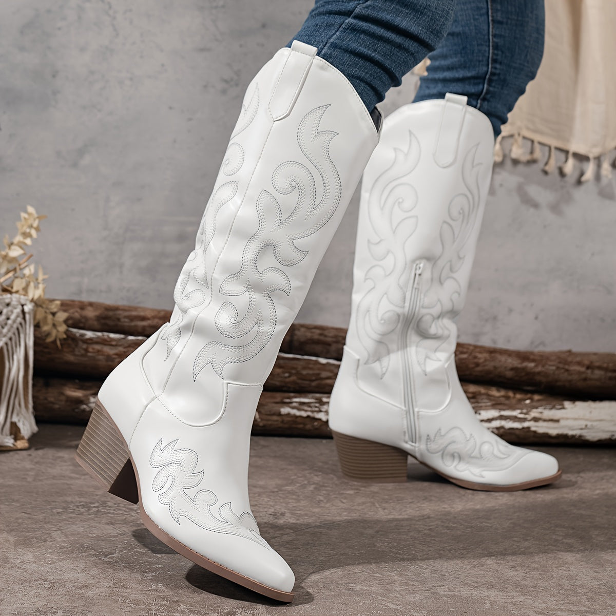 Naomi Block Heel Western Knee High Boots - view 16