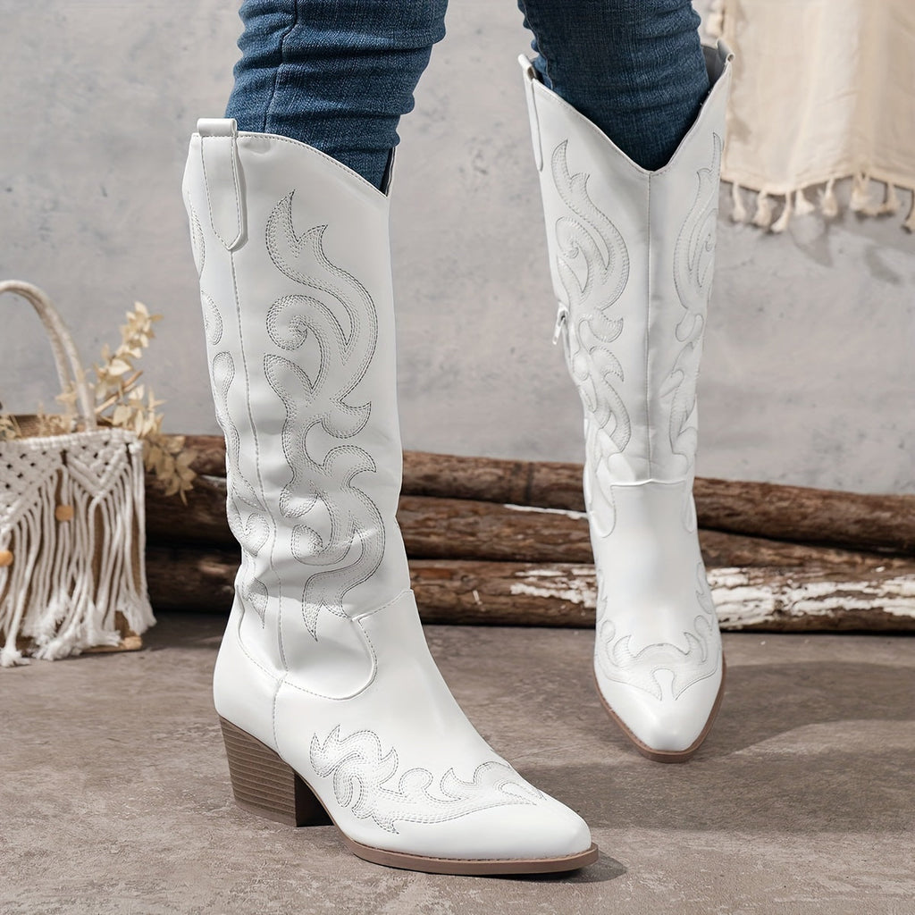 Naomi Block Heel Western Knee High Boots - view 17