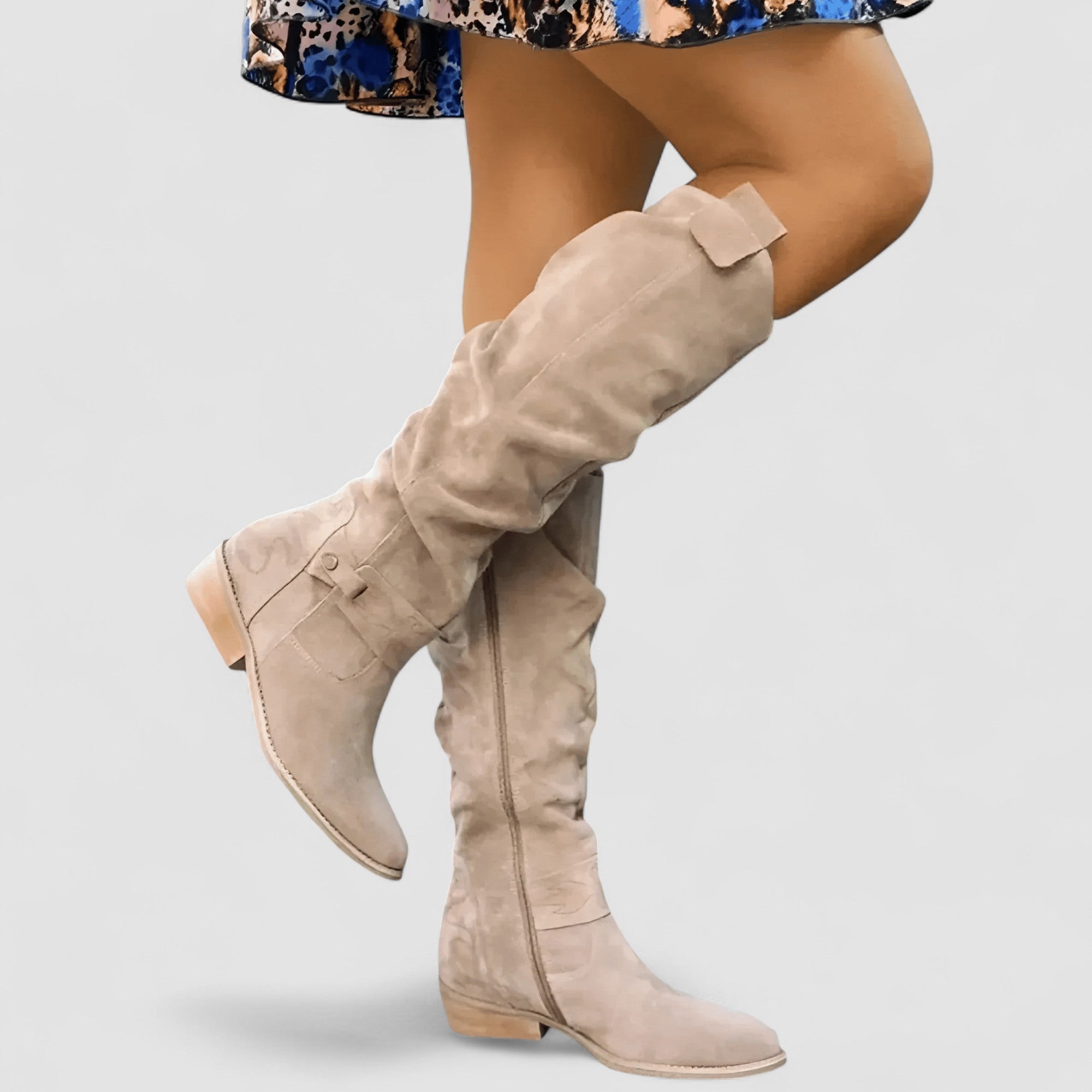 Blair Slouch Block Heel Knee High Boots - front view