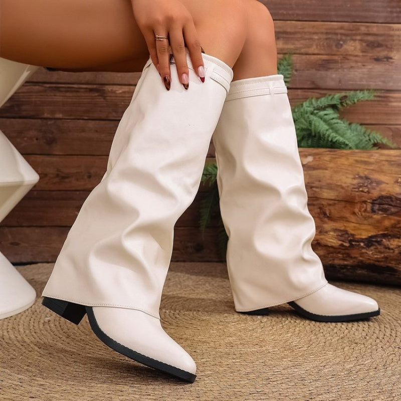 Sienna Pointed Toe Knee High Boots - front view