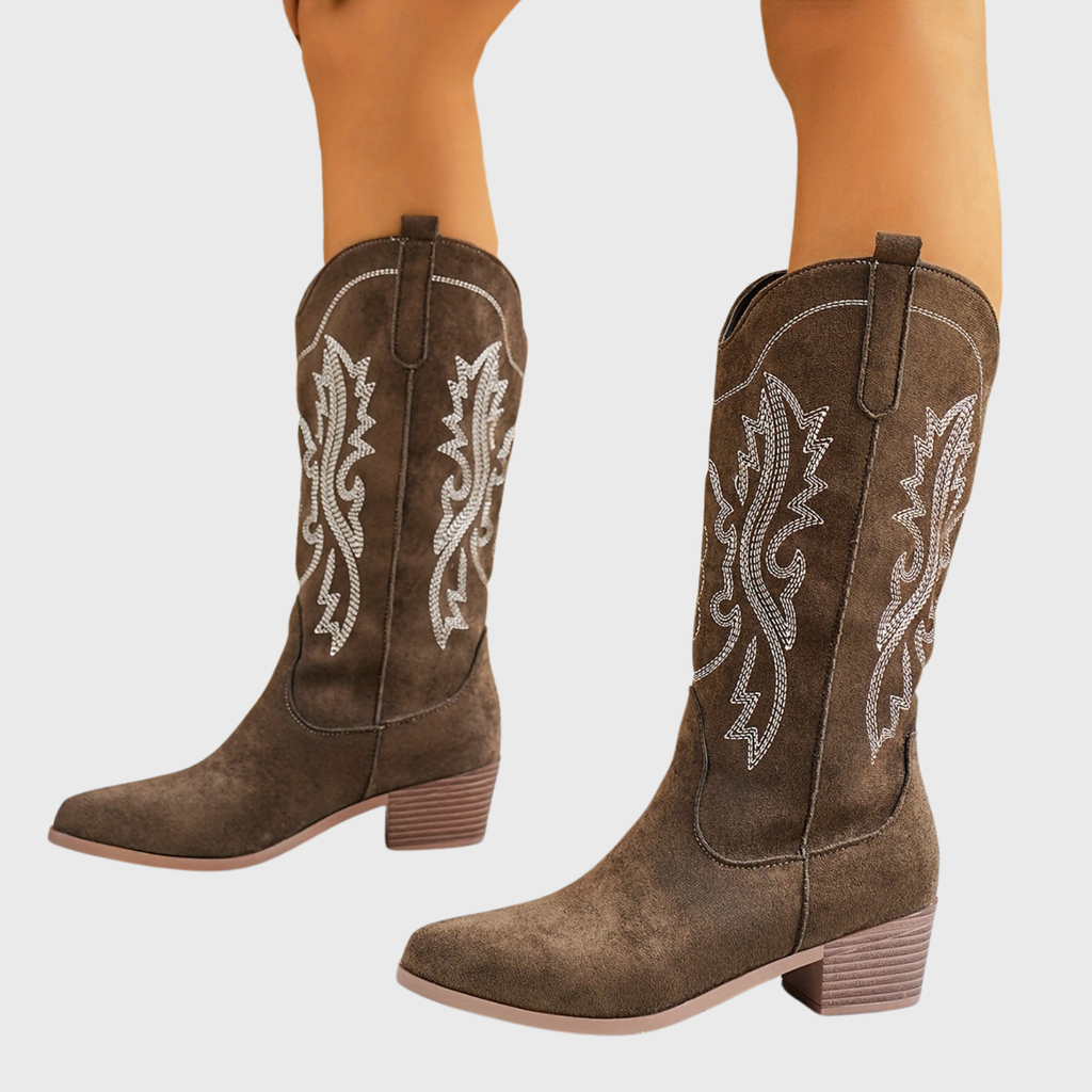 Colette Contrast Stitch Western Block Heel Boots - view 6