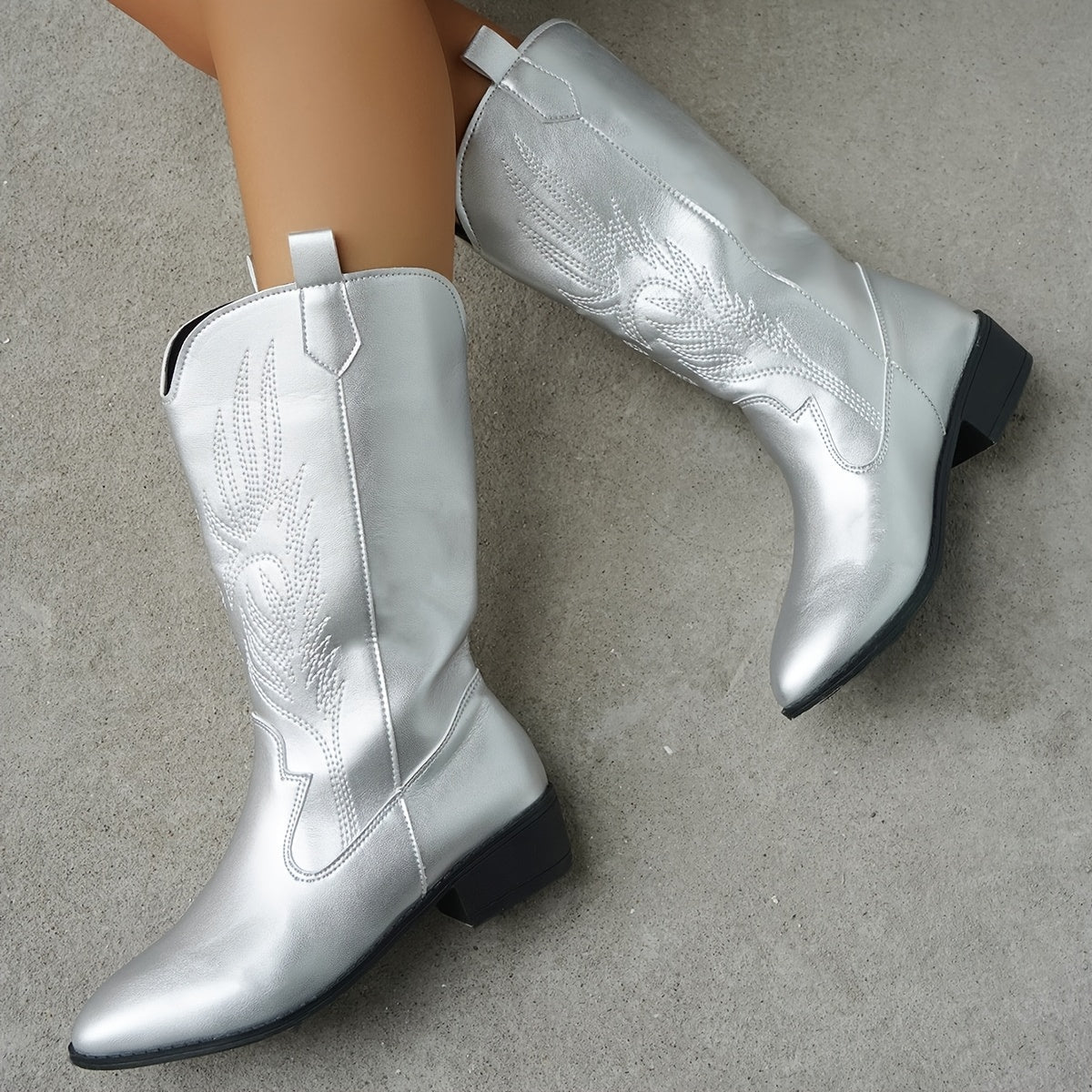 Stella Block Heel Western Mid Calf Boots - view 3