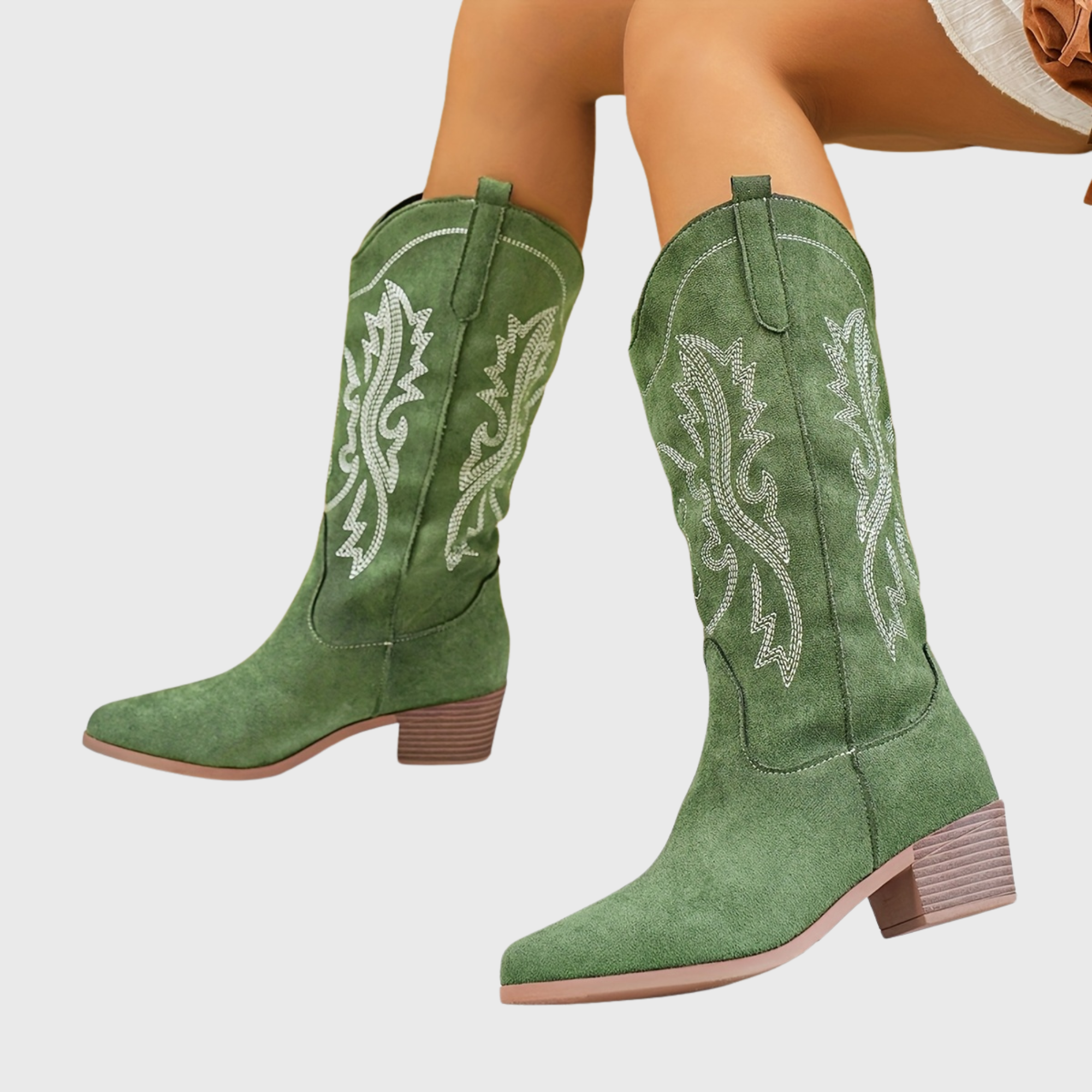 Colette Contrast Stitch Western Block Heel Boots - view 4