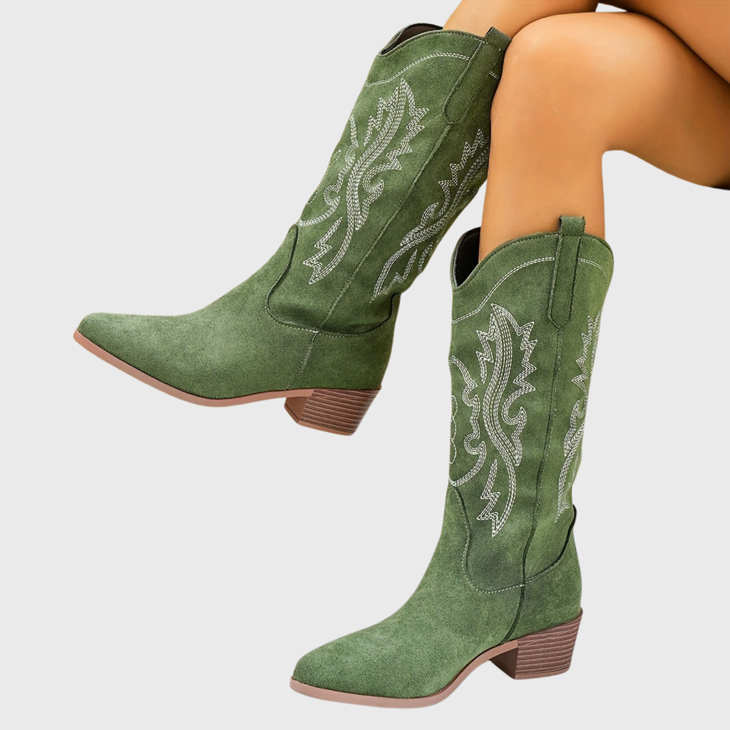 Colette Contrast Stitch Western Block Heel Boots - view 5