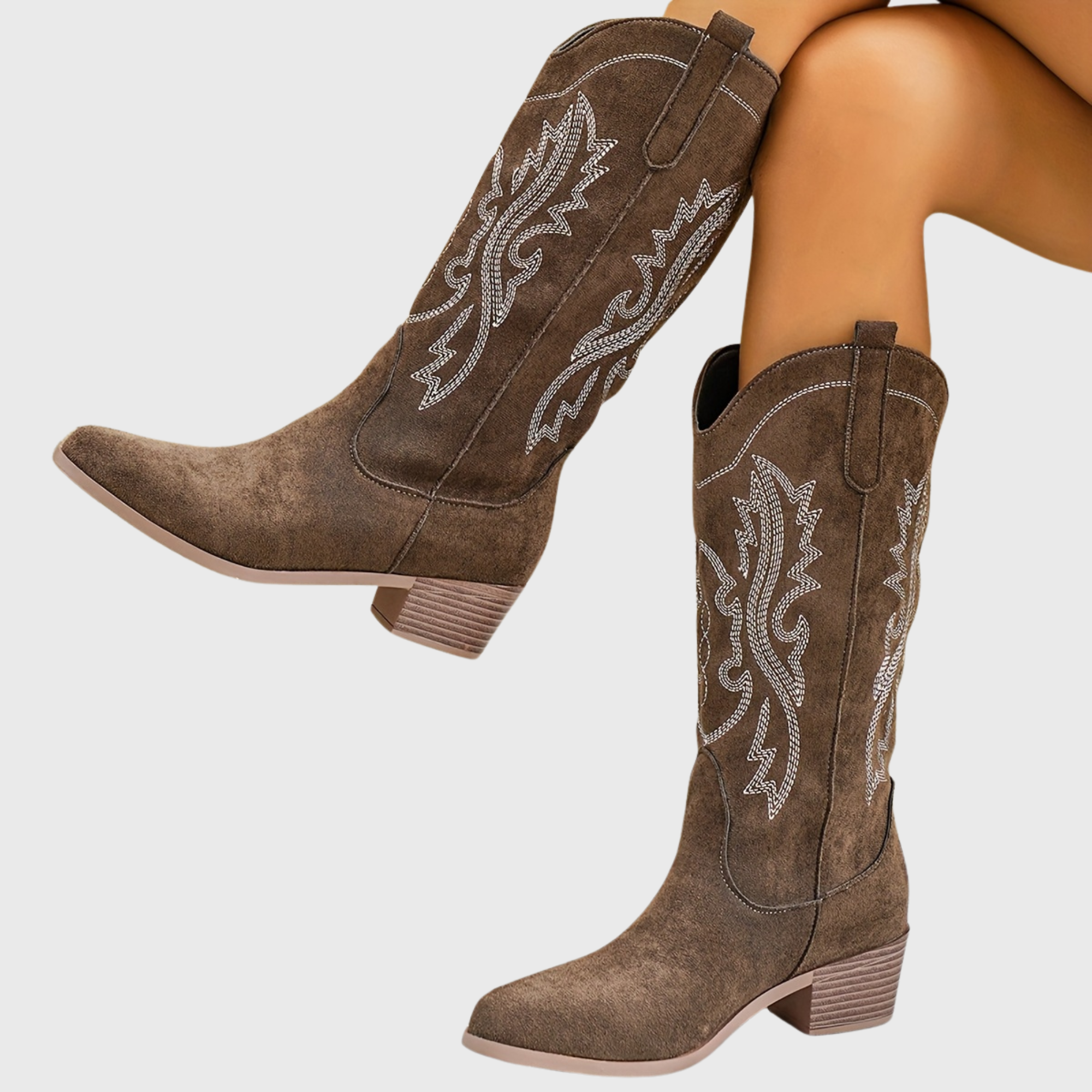Colette Contrast Stitch Western Block Heel Boots - view 7