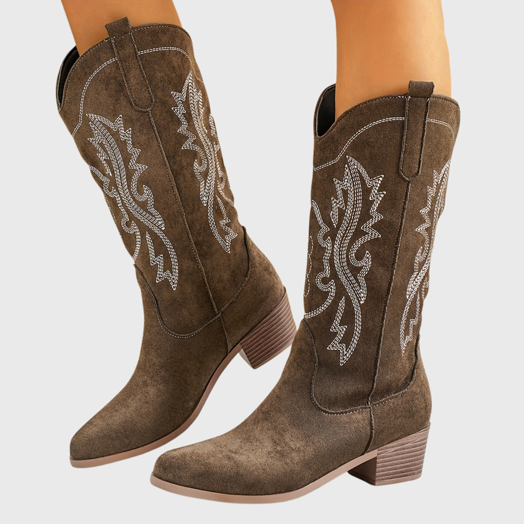 Colette Contrast Stitch Western Block Heel Boots - view 8