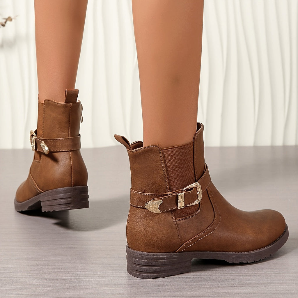 Josephine Western Chelsea Block Heel Ankle Boots - front view