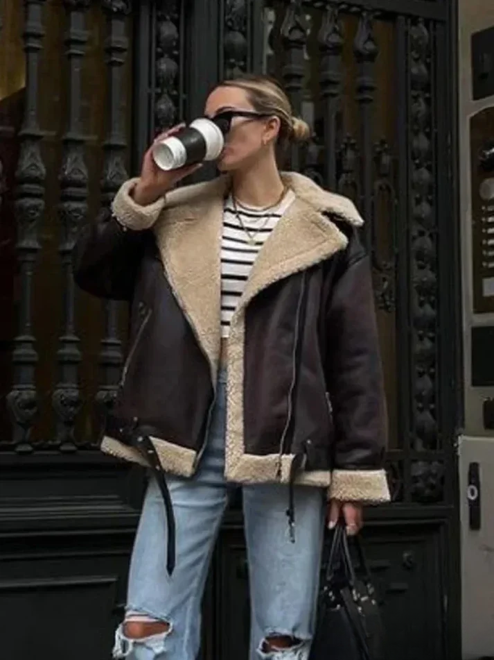 Brooke – Aviator Jacket with Soft Lined Interior and Relaxed Cut for Women