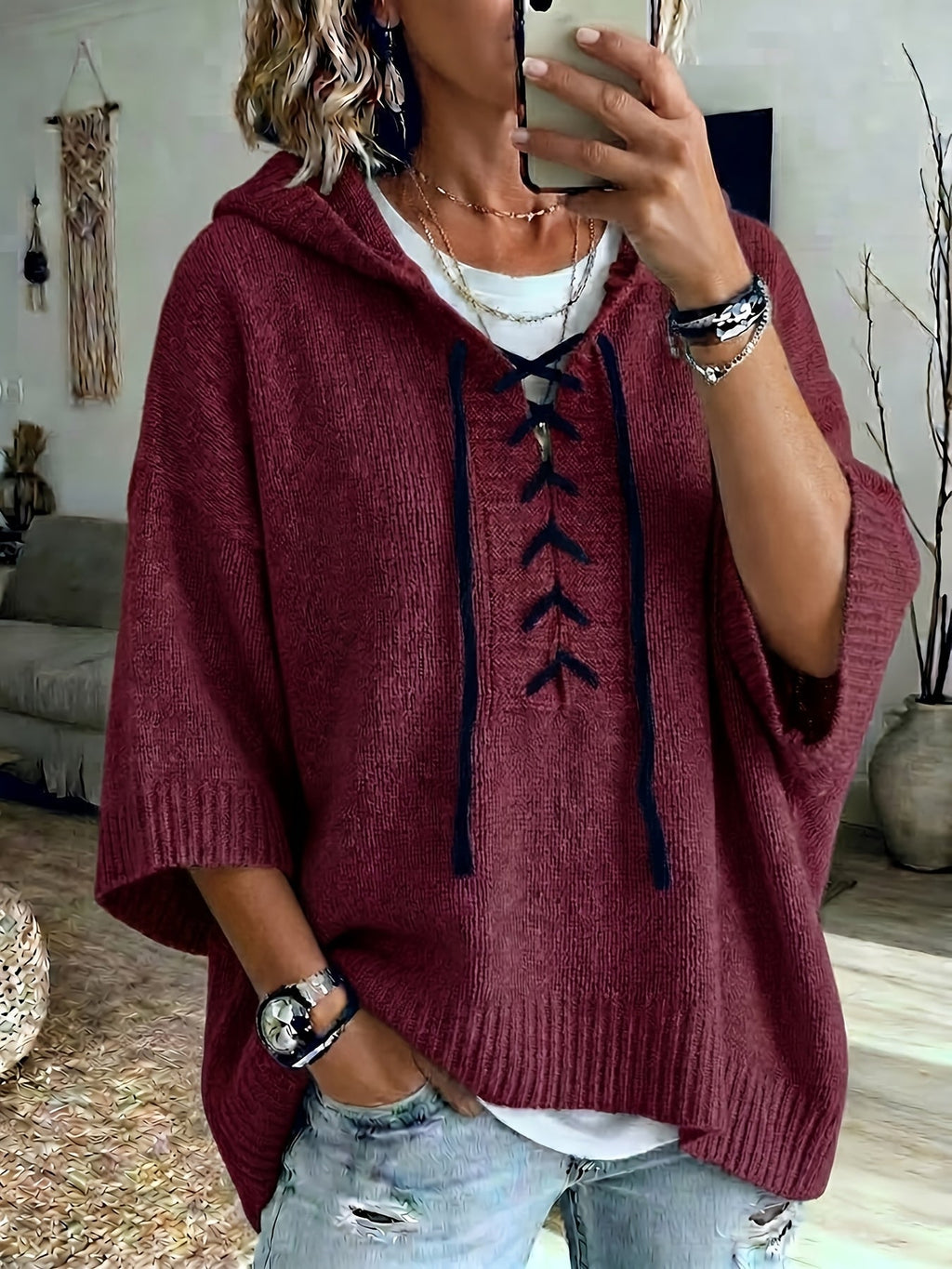 Delphine Oversized Batwing Sleeve Hoodie - view 4
