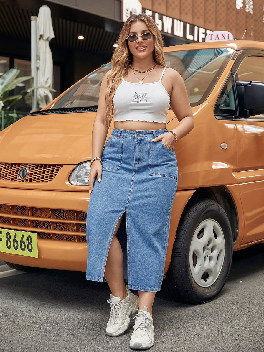 Nia Slit Denim Skirt