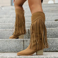Beatrix Fringed Western Block Heel Boots - view 3