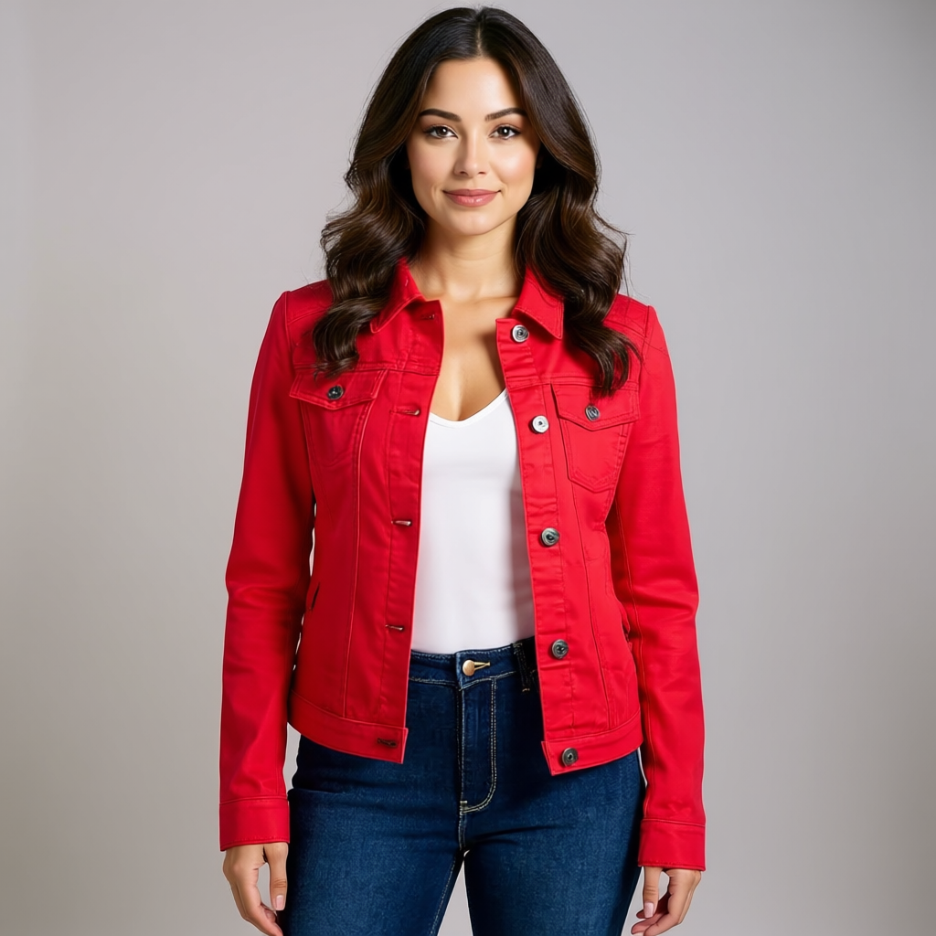 Clemence – Trim Cropped Button Front Denim Jacket for Women – view 7