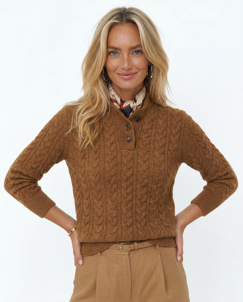 Klara Cable Knit Stand Collar Collared Sweater - view 4