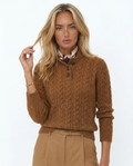 Klara Cable Knit Stand Collar Collared Sweater - front view