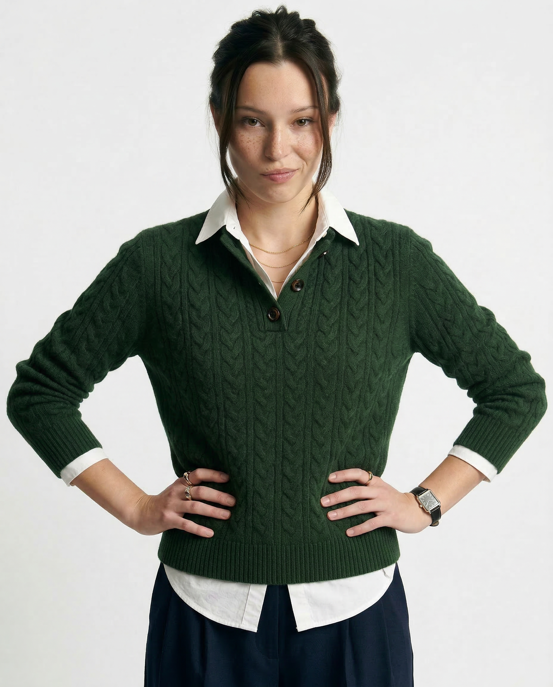Klara Cable Knit Stand Collar Collared Sweater - view 5