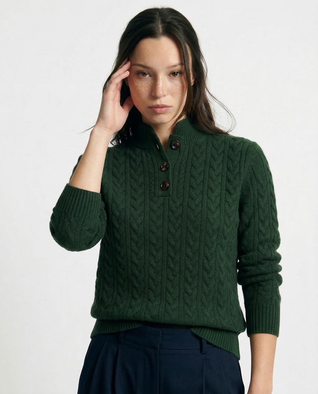 Klara Cable Knit Stand Collar Collared Sweater - view 8