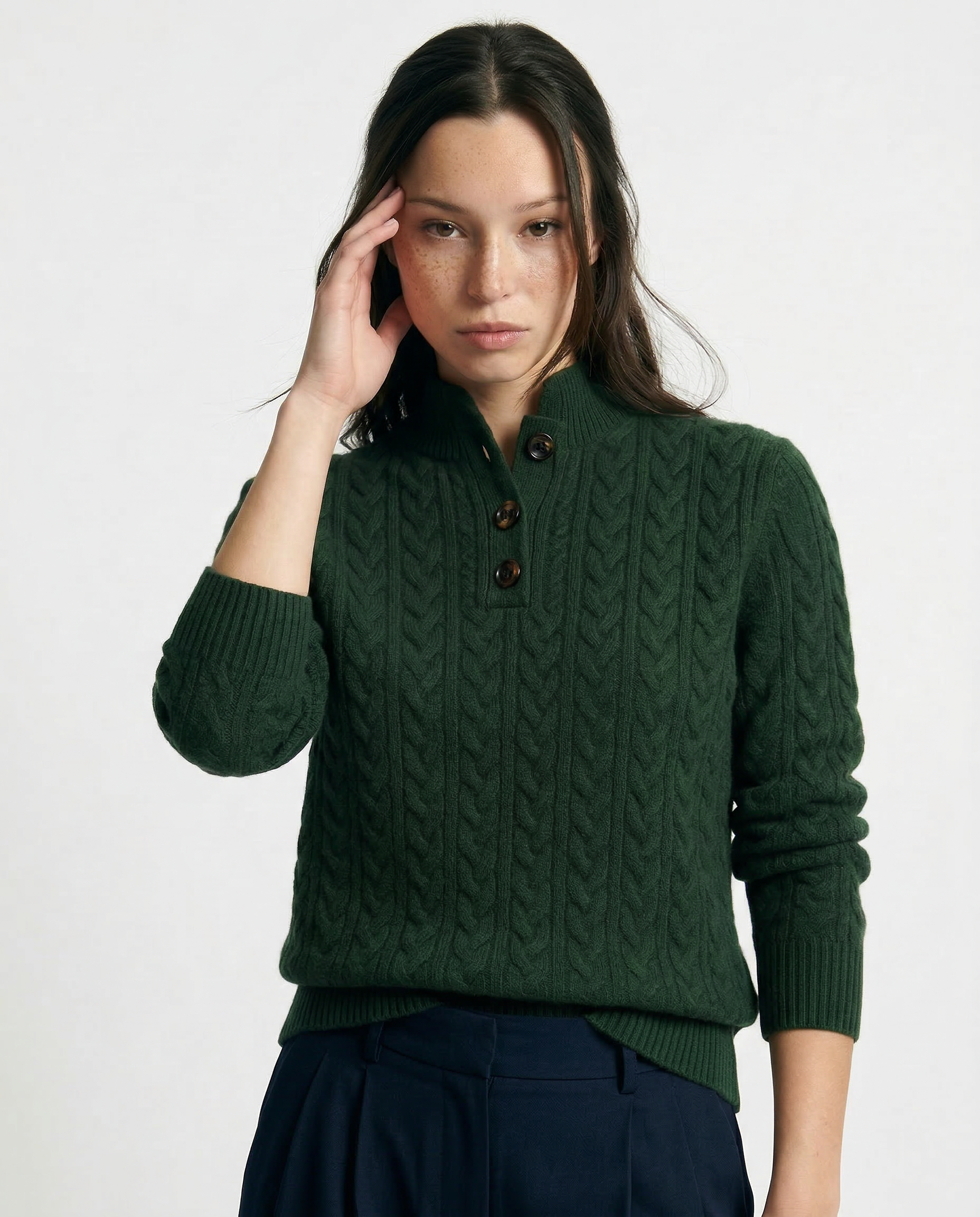 Klara Cable Knit Stand Collar Collared Sweater - view 8