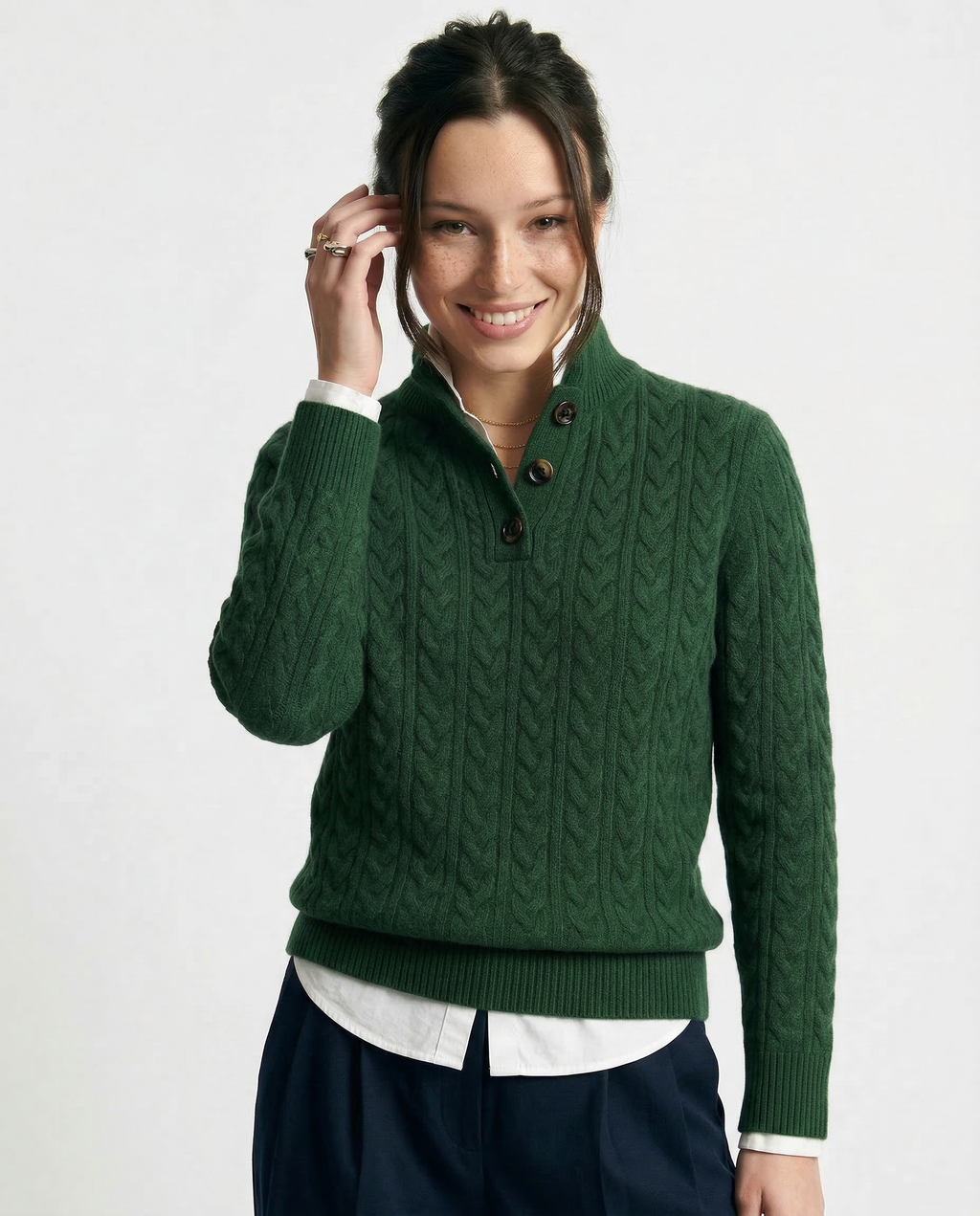 Klara Cable Knit Stand Collar Collared Sweater - view 7