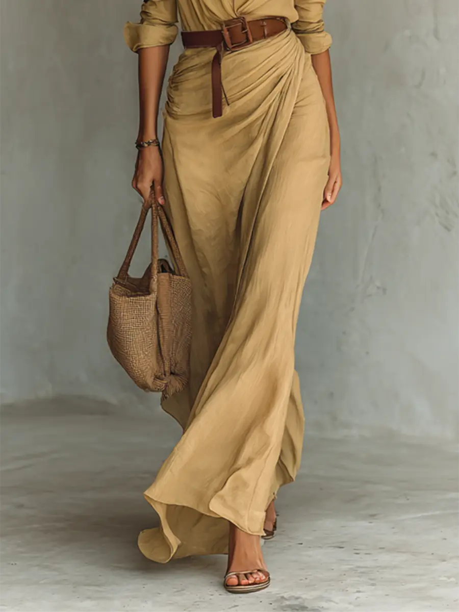 Una Belted Lapel Maxi Dress - view 3