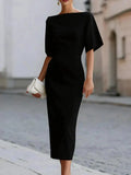Camille Boat Neck Ruffle Sleeve Midi Dress - view 5