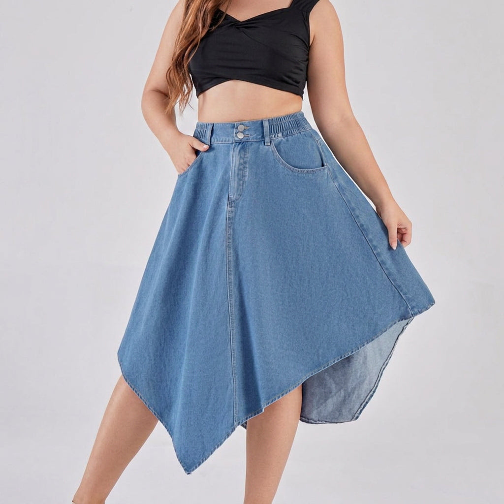 Rhea Irregular Denim Skirt