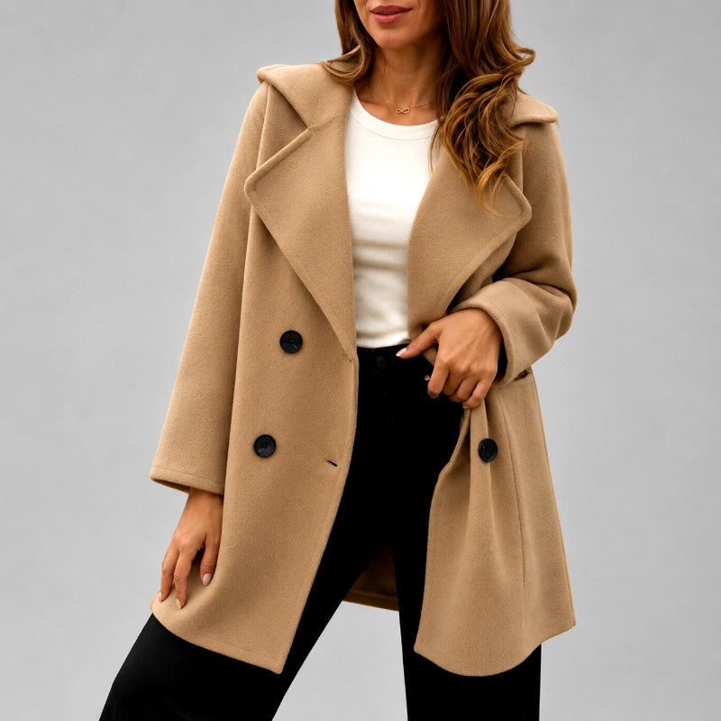 Daphne - Women's Double-Breasted Wide-Lapel Coat