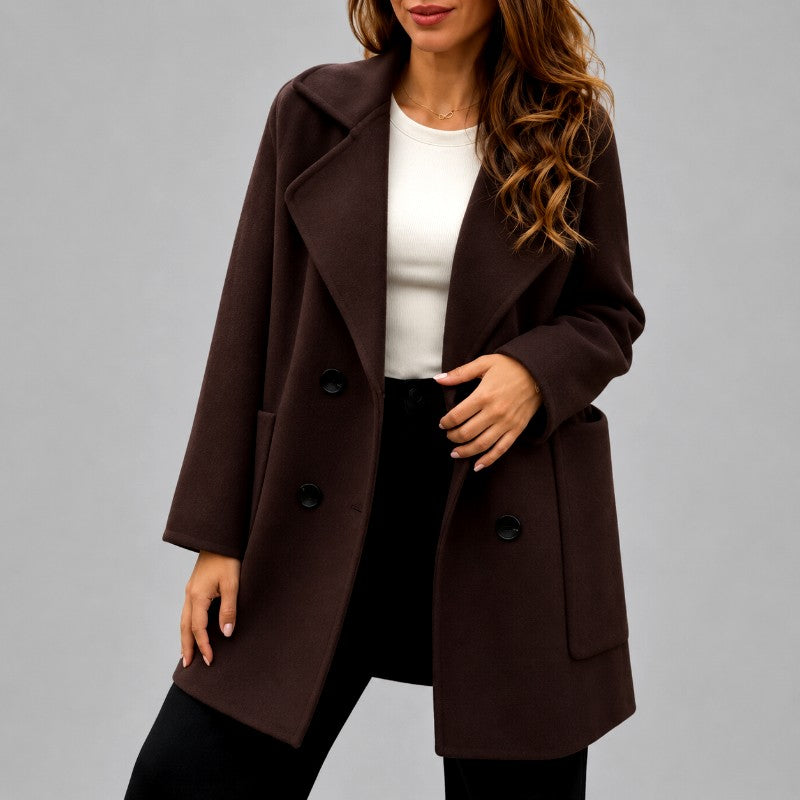 Daphne - Women's Double-Breasted Wide-Lapel Coat – view 2