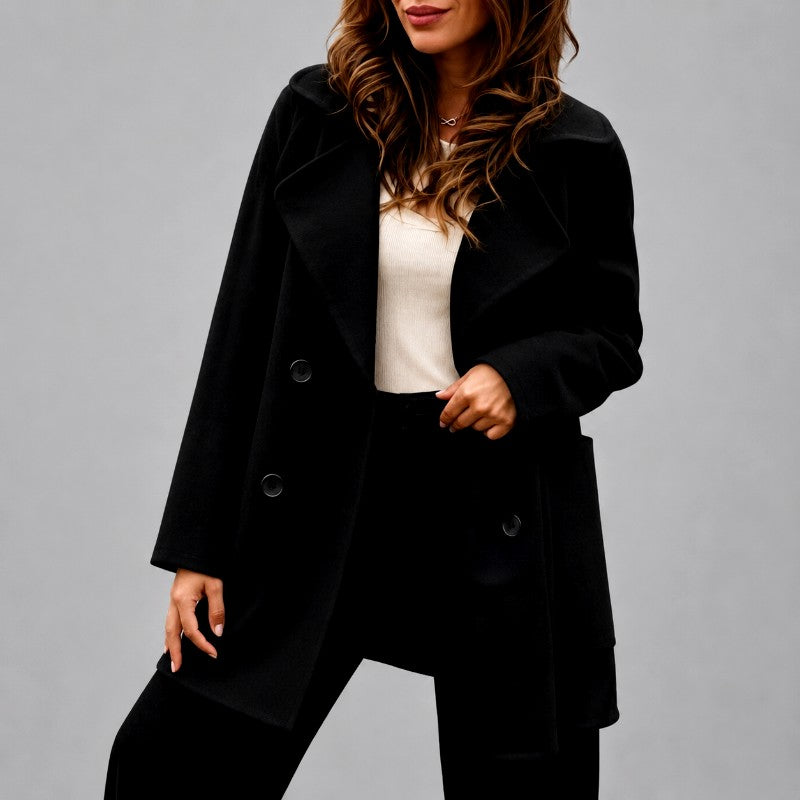 Daphne - Women's Double-Breasted Wide-Lapel Coat – view 3