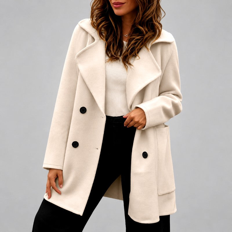 Daphne - Women's Double-Breasted Wide-Lapel Coat – view 4
