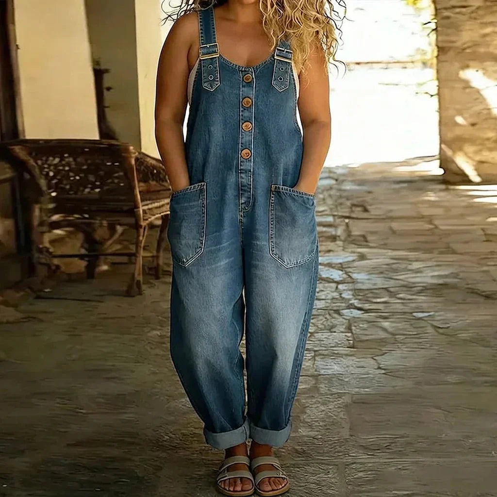 Demi – Vintage Soft Denim-Look Overalls with Adjustable Straps – view 3