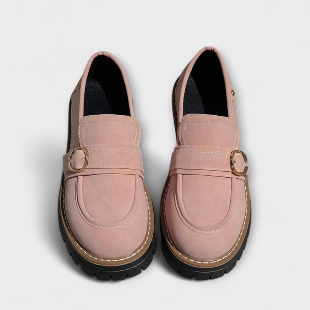 Women's Suede Penny Loafers Platform Buckle