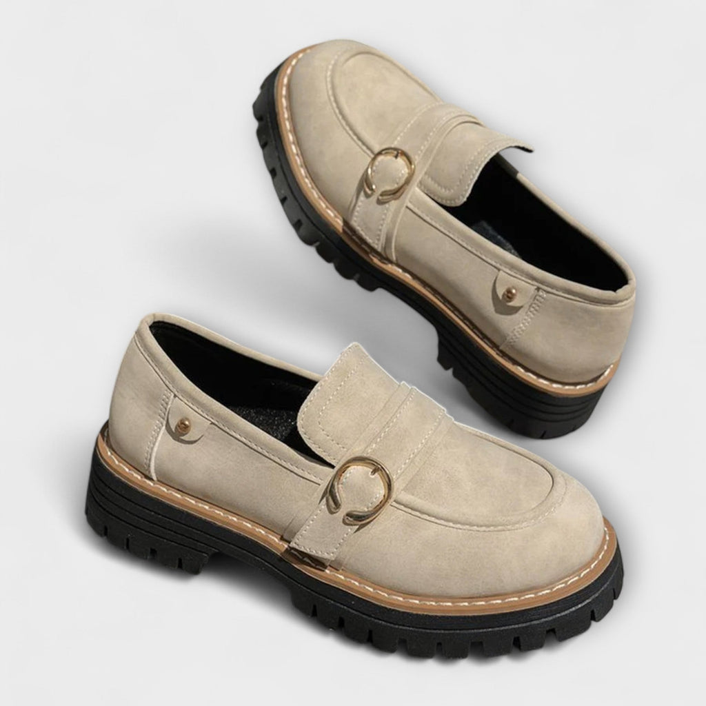 Women's Suede Penny Loafers Platform Buckle