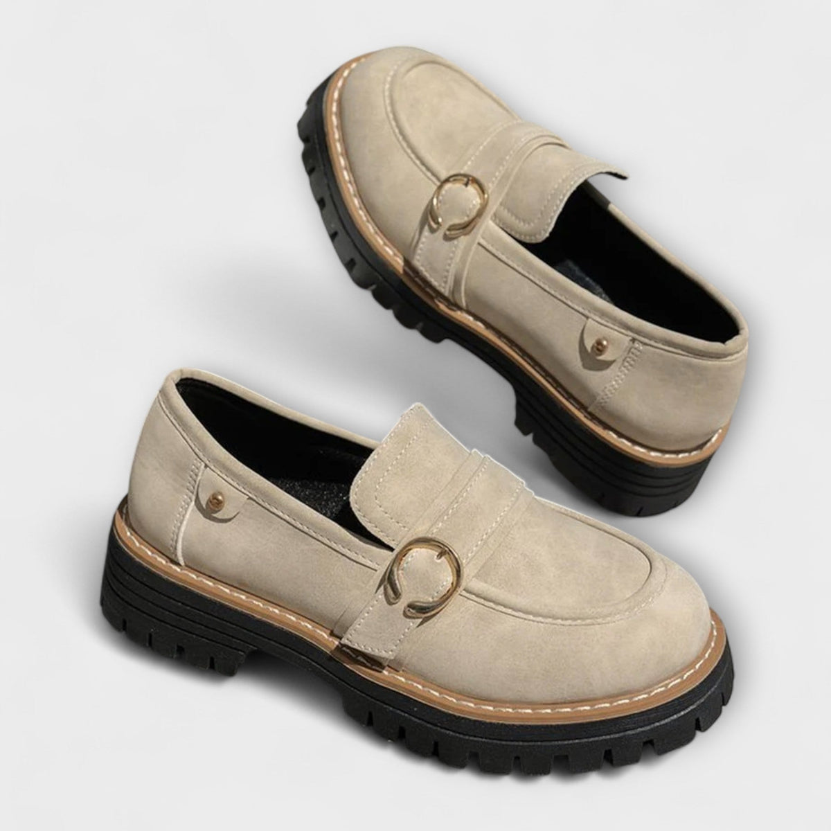 Women's Suede Penny Loafers Platform Buckle