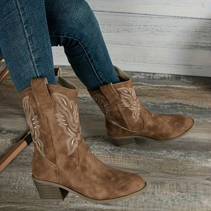 Genevieve Western Stacked Heel Boots - view 3