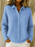 Colette | Waffle-Knit Collared Button-Front Cardigan